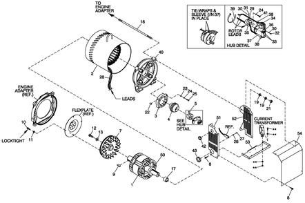 Cpl Alternator Brushless 70kw 4-Pole Diagram and Parts List for CT07068ANSN (1209V33918)(2009) Generac Generator