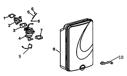 Air Cleaner And Carburetor Diagram and Parts List for 0064330 (8363126 - 9498381)(2015) Generac Generator