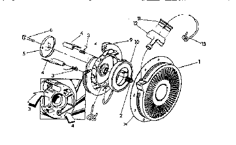 Recoil Starter Assembly Diagram and Parts List for 3500XL  Generac Generator
