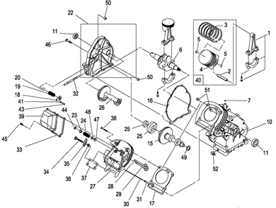 Longblock Parts Diagram and Parts List for 0062630 (8692252 - 8692267)(2014) Generac Generator