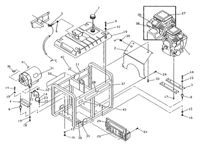 Generator Cradle Diagram and Parts List for 9886-0 (Rev 0)(1995-12) Generac Generator