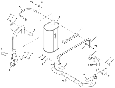Muffler Exh 2.4l G2 Turbo Diagram and Parts List for HT03524ANAX (7064093 - 8357475)(2013) Generac Generator