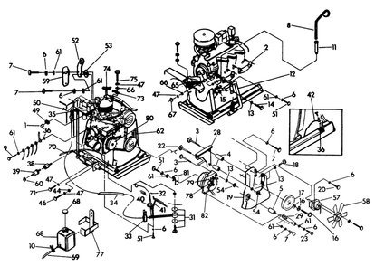 Engine Common Parts Diagram and Parts List for 9260-3  Generac Generator