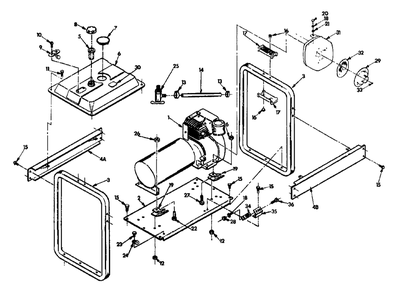 Mounting Base Diagram and Parts List for V5000E (9079-0)(9079-0) Generac Generator