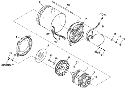 Alternator Common Parts Diagram and Parts List for 0052150 (4005V04485)(2005) Generac Generator