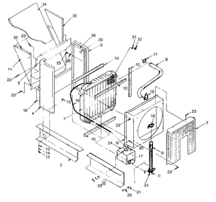 Radiator Diagram and Parts List for 9154-0  Generac Generator