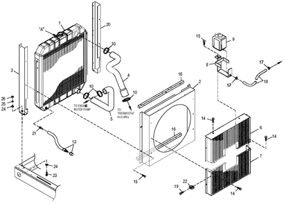 Radiator Diagram and Parts List for 0049930 (3804746 - 3990828)(2004) Generac Generator