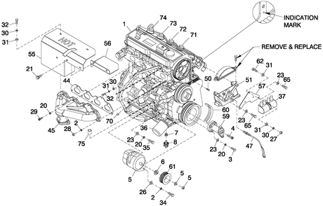 C2 Cooling System And Fan Drive Diagram and Parts List for 0053400 (4828205 - 4838659)(2007) Generac Generator
