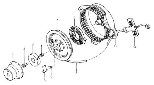 Recoil Starter Diagram and Parts List for S2600 (8840-0)(8840-0) Generac Generator