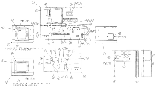 Part Location Diagram of 98647K Generac Control Board