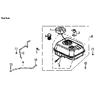Fuel Tank Diagram and Parts List for 006436-0  Generac Pressure Washer