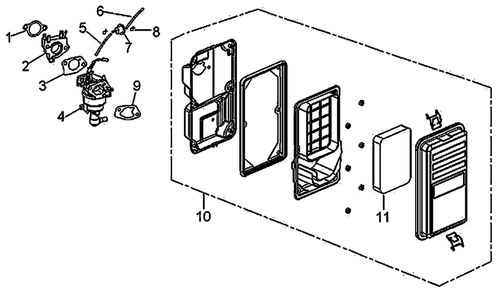 Air Cleaner And Carburetor 2 Diagram and Parts List for 0061102 (6827604A - 6827963A)(2011) Generac Generator