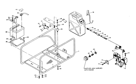 Mounting Base Assembly (Part 1) Diagram and Parts List for 6948-1  Generac Welder