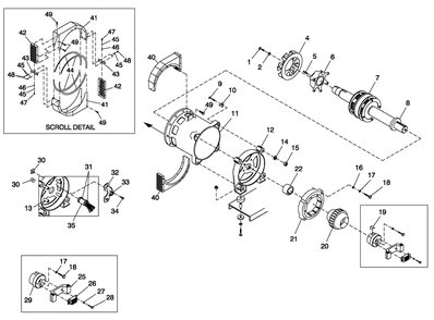 Alternator 6.8l 100 And 130kw Cpl Brushless Gearbox Diagram and Parts List for QT08054ANSNA (5981037 - 5981038)(2010) Generac Generator