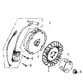 Flywheel Diagram and Parts List for 006602-0  Generac Pressure Washer