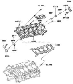 Gas Engine Cylinder Head Diagram and Parts List for LT05554GVSNA (GXB00827 - )(2010) Generac Generator