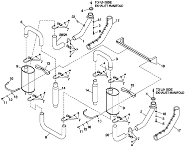 Muffler 5.4l/6.8l Cpl Exhaust C3 Diagram and Parts List for QT05554AVNNA (4495265 - 4709649)(2007) Generac Generator
