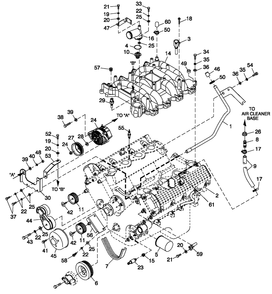 Engine Common Parts L/H Side 4.6l G3 Fwd Qt Diagram and Parts List for QT08046ANAN (5178442 - 5383186)(2009) Generac Generator