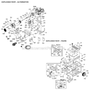 Alternator_And_Frame Diagram and Parts List for 7000EXL  Generac Generator