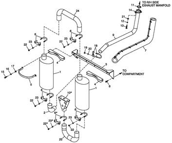 Muffler Exhaust Diagram and Parts List for QT04524AVSN (4361366 - 4407203)(2006) Generac Generator