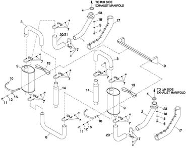 Muffler 5.4l/6.8l Cpl Exhaust C3 Diagram and Parts List for QT05554AVNNA (5667087 - 5693557)(2009) Generac Generator