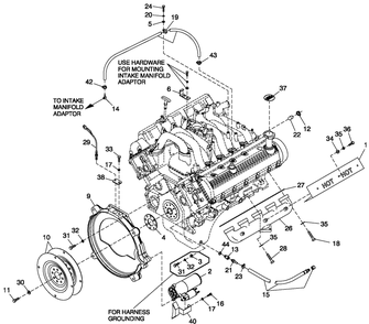 Engine Common Parts R/H Side Diagram and Parts List for QT15068AVAY (5526014)(2009) Generac Generator