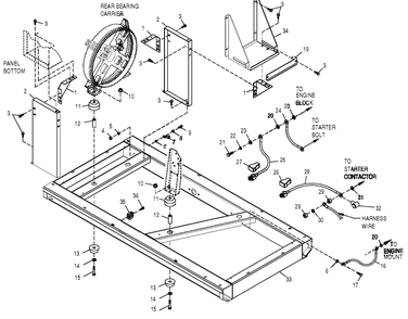 Mounting Base Diagram and Parts List for 0050402 (4059474 - 4208341)(2014) Generac Generator