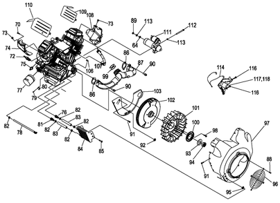 Engine 2 Diagram and Parts List for 0062660 (8691208 - 8691243)(2014) Generac Generator