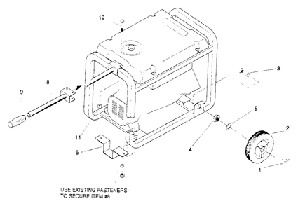 Wheel Kit Assembly (10/95) Diagram and Parts List for SVP5000 (9870-0)(9870-0) Generac Generator