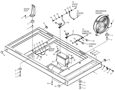 Mounting Base Diagram and Parts List for 0049883 (4162285 - 4373892)(2007) Generac Generator