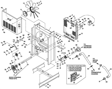 Cooling Package 3.0l G14 Diagram and Parts List for CT06030ANAN (1907V23210 - 4807V25565)(2007) Generac Generator