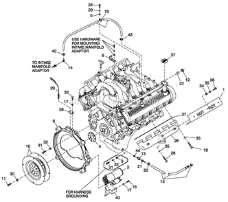 Engine Common Parts R/H Side (6.8l Cpl) Diagram and Parts List for QT07068JVSN (4733294)(2007) Generac Generator