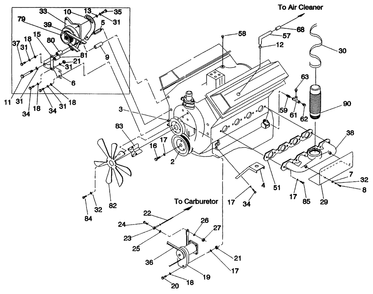 Engine Common Parts Diagram and Parts List for 4345-0  Generac Generator