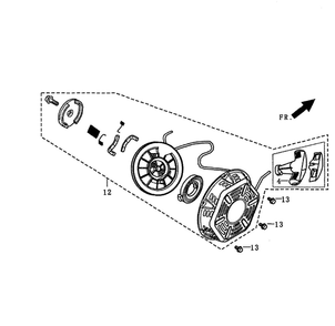 Starter Recoil Diagram and Parts List for 5943-3  Generac Generator