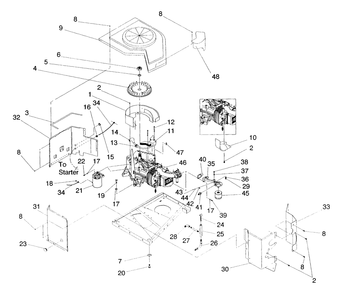 Engine Sheet Metal Diagram and Parts List for 4164-0  Generac Generator