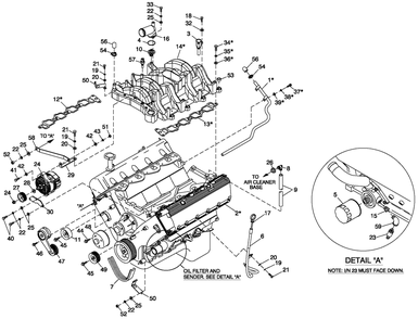 Engine Common Parts L/H Side 5.4 Cpl Diagram and Parts List for BT10054ANSN (4106V20159)(2006) Generac Generator