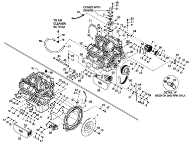 Engine Common Parts Diagram and Parts List for 0052210 (4254584 - 4273668)(2005) Generac Generator