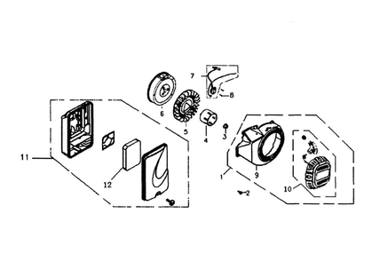 Starter And Air Cleaner Diagram and Parts List for 006001-0  Generac Generator