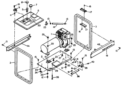 Mounting Base Diagram and Parts List for L4000E (8866-2)(8866-2) Generac Generator
