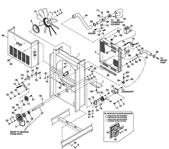 C4 Cooling Sytem And Fan Drive Diagram and Parts List for QT05030AVSN (4137868 - 4202779)(2005) Generac Generator