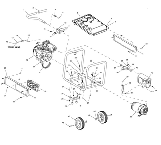 Main Assembly Diagram and Parts List for 005939-2  Generac Generator