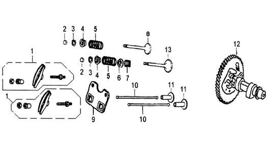 Rocker And Camshaft Diagram and Parts List for 005941-0  Generac Generator