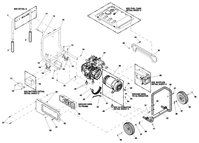 Part Location Diagram of 0K2150A Generac Side Panel Control