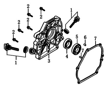 Crankcase Cover Diagram and Parts List for 0064120 (7542837 - 8201908)(2013) Generac Generator