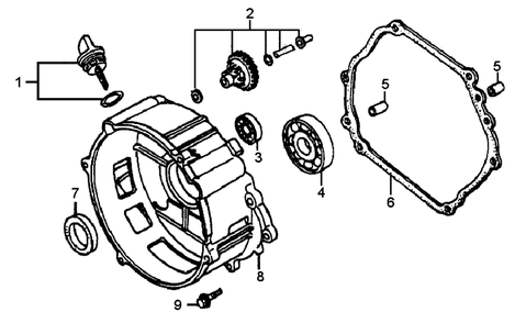 Crankcase Cover Diagram and Parts List for 005941R2 (6746672A)(2016) Generac Generator