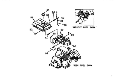 Gas Tank Diagram and Parts List for GN190  Generac Engine