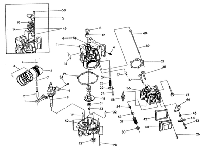 Engine Long Block Diagram and Parts List for 9848-1  Generac Generator