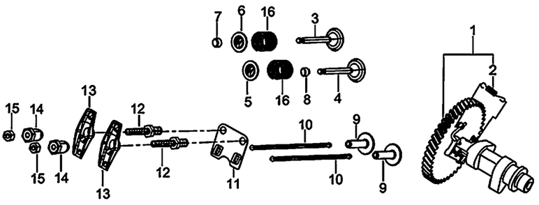 Rocker And Camshaft 1 Diagram and Parts List for 0059911 (7363389 - 7363816)(2012) Generac Generator