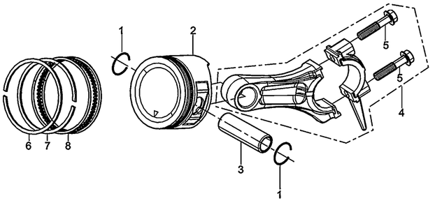 Piston / Connecing Rod Diagram and Parts List for 0059911 (7363389 - 7363816)(2012) Generac Generator
