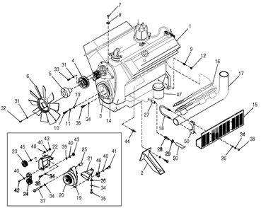 Engine Diagram and Parts List for 0047481 (3768061 - 3813080)(2003) Generac Generator